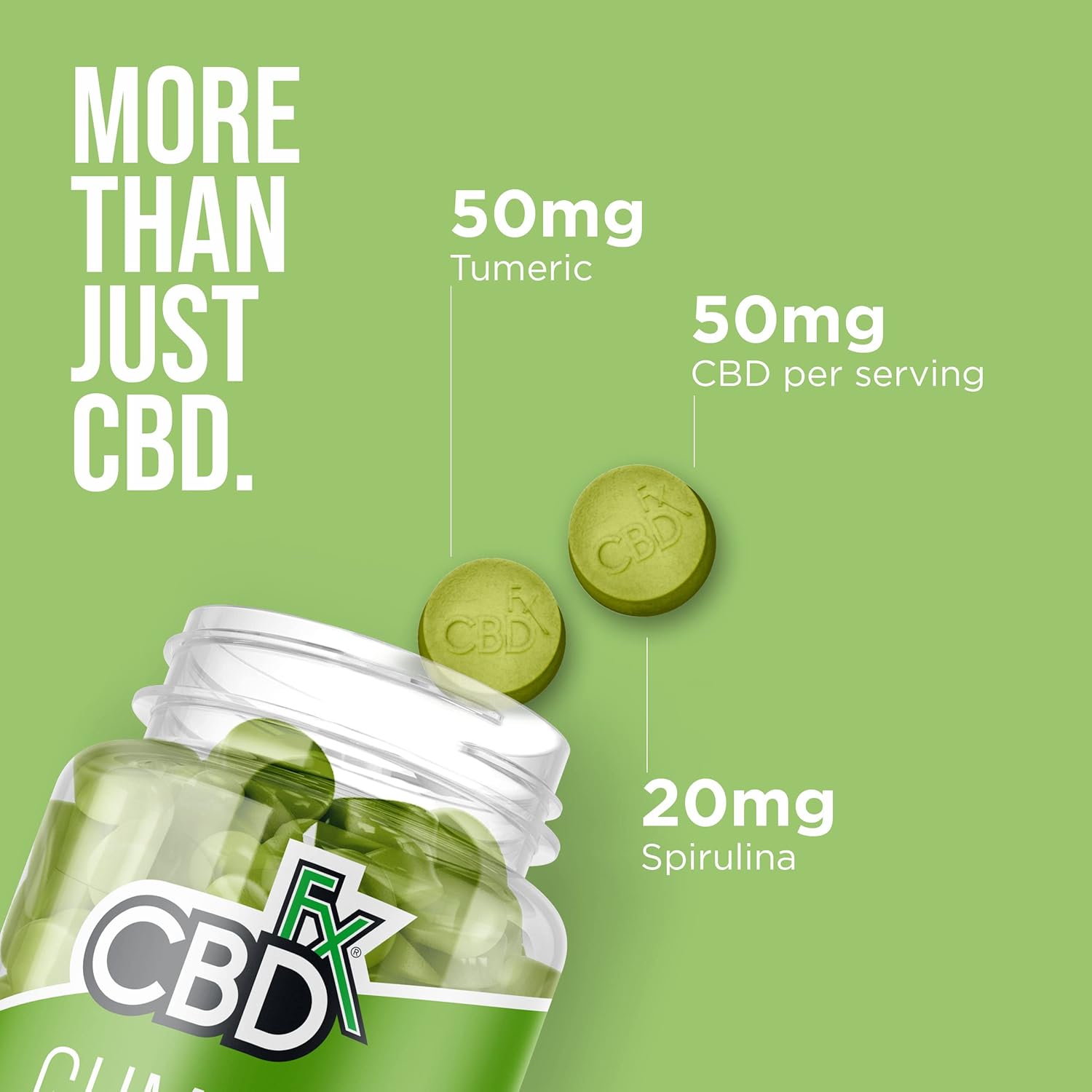 CBDグミ（CBD1500mg/1粒25mg）ターメリック＆スピルリナ- 60粒入り