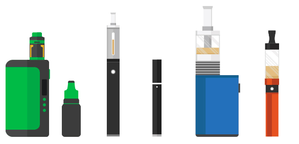 MODS（モッズ）、VAPES（ベイプ）、VAPE PENS（ベイプ・ペン）、SUB-OHMS（サブオーム）、E-HOOKAHS（電子シーシャ）